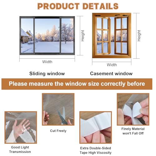 2Sets 47" x 63" Winter Window Insulation Kit with Cuttable - Image 4