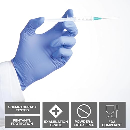 BioSkin Nitrile Exam Grade Disposable Gloves, 6 Mil - X-Large | Powder-Free, Chemical + Puncture Resistant, Textured | for Medical, Industrial, Janitorial, Food Service (Box of 50)
