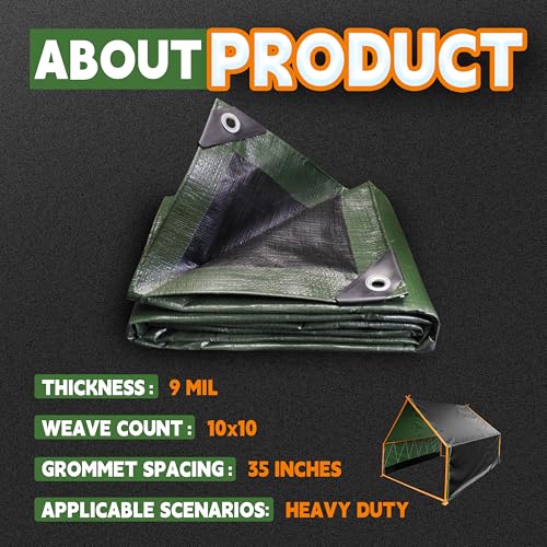 RAINDEWAY 8x10 Feet Tarp Waterproof 9Mil Multipurpose Poly Tarps - Image 7