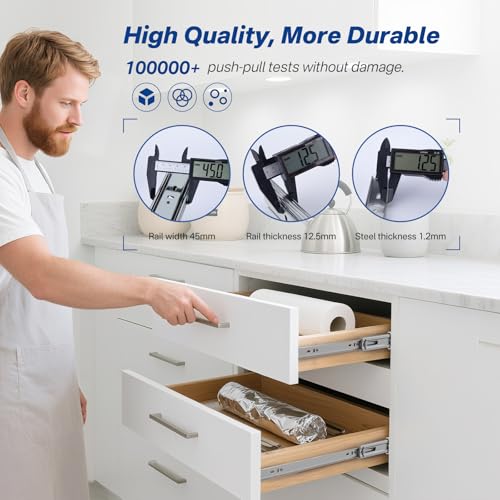6 Pairs 20 Inch Soft Close Drawer Slides Ball Bearing - Image 3