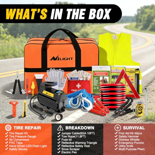 Nilight Car Emergency Kit with Jumper Cable, First Aid Kit - Image 3