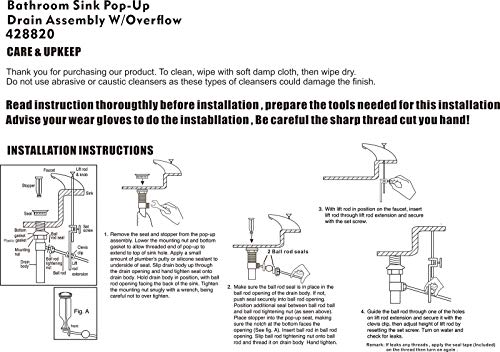 Sink Pop-Up Drain Stopper Assembly with Lift Rod | Bathroom Essentials - Image 8