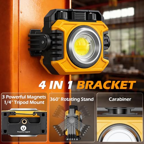 Samyoung 2-Pack 2400LM Magnetic Rechargeable Work Light, Up to 80 - Image 7