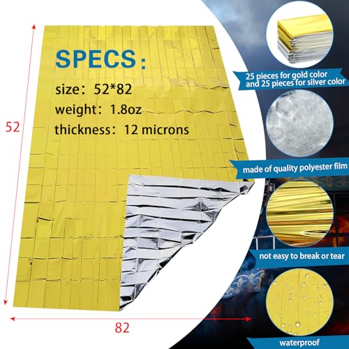 50 Pack Emergency Thermal Blankets Bulk, 51x82 in - Image 4