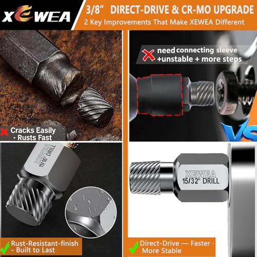 XEWEA 22PCS 3/8" Drive Screw Extractor Set, Bolt Remover Kit - Image 6
