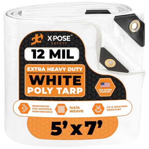 Heavy Duty White Poly Tarp 5' X 7' - Multipurpose Protective - Image 2