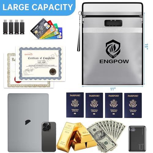 ENGPOW Fireproof Document Bag with Lock (5200℉),15”x 11” - Image 5