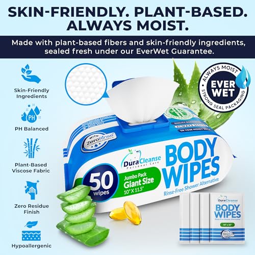 XL Body Wipes for Adults Bathing No Rinse - Shower Wipes & - Image 4