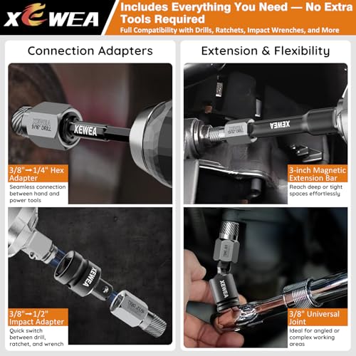 XEWEA 22PCS 3/8" Drive Screw Extractor Set, Bolt Remover Kit - Image 4