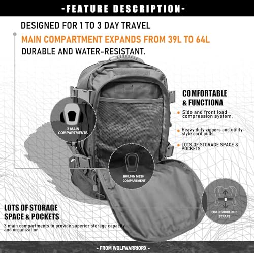 Tactical Backpack for Men Military Large 3 Day Bug Out Bag - Image 6