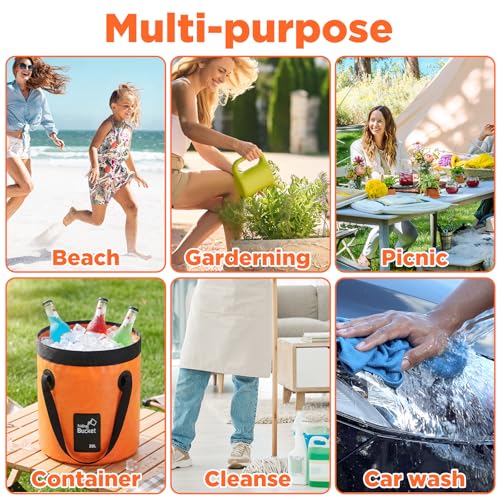 4 Pcs Collapsible Bucket with Handle 5 Gallon(20L) | Travel Essentials - Image 8