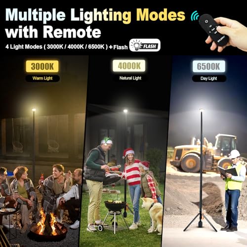 360° Rechargeable Work Light with Remote &Telescopic Stand - Image 5