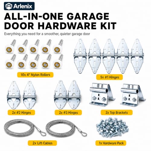 7 ft Garage Door Hardware Kit with Rollers Hinges Cable - Image 3