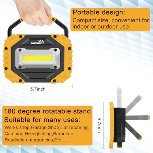Sunzone LED Work Light, Rechargeable Work Lights with Magnetic - Image 3