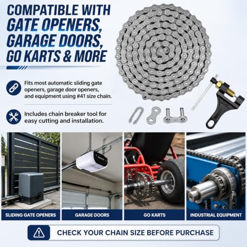 30ft #41 Roller Chain Compatible with Gate Openers, Garage Door - Image 5