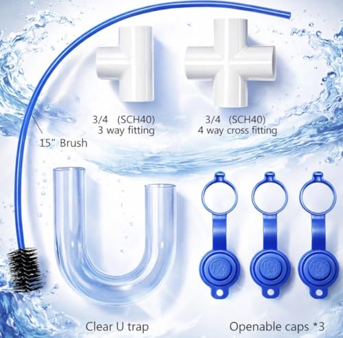 3/4 Clear PVC Condensate Trap P Trap With Cleaning Brush, PVC - Image 4