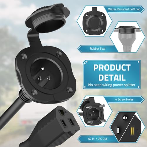 PAULINN 15 Amp 125V AC Power Inlet Port Plug W/Integrated - Image 3