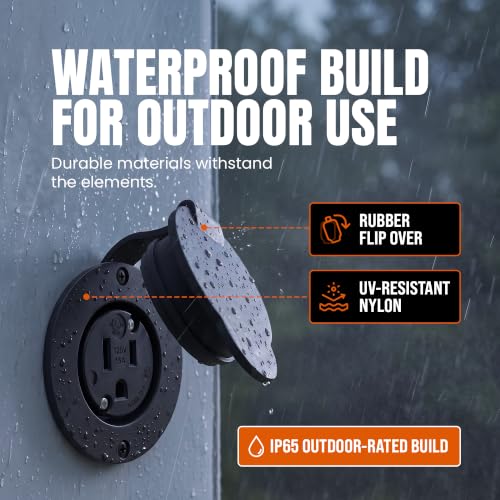 5279 GCR1 Outdoor Waterproof Outlet Kit, 15A 125V, Black - Image 4