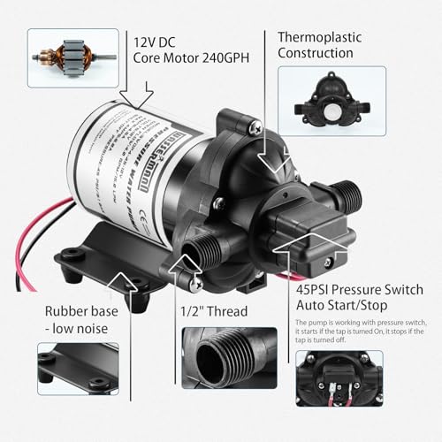 RV Pump, 12V Self-priming RV Water Pressure Pump 4.0GPM - Image 6