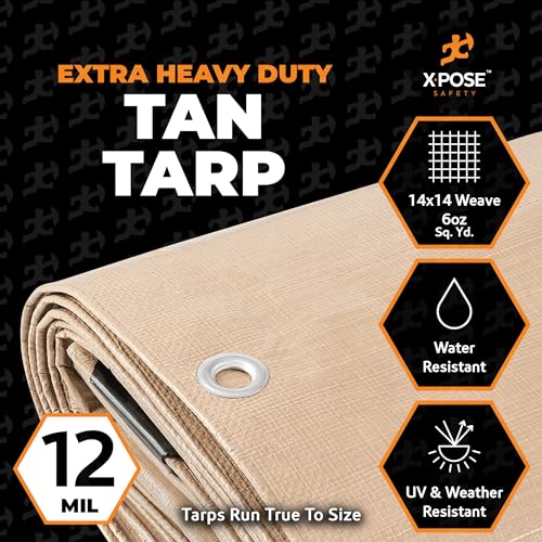 Heavy Duty Tan Poly Tarp 6' X 10' - Multipurpose Protective Cover - Image 4