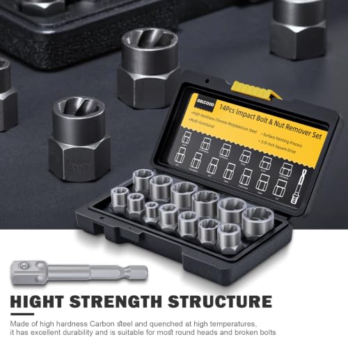Bolt Extractor Kit, 14 PCS Impact Bolt & Nut Remover Set - Image 3