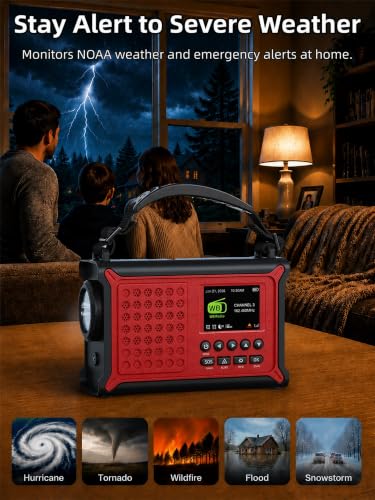 Mesqool S.A.M.E. NOAA Weather Alert Radio with Solar & Hand Crank - Image 5