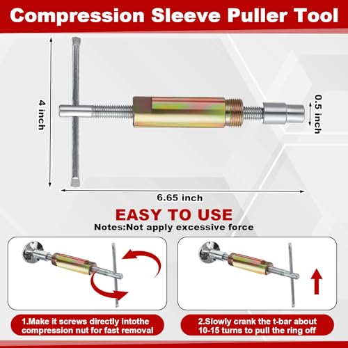 5 Pcs Compression Sleeve Puller Kit, Angle Stop Wrench Tool - Image 5