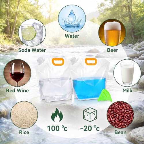 12 Pack Foldable Water Storage Bag, 1.3 Gallon Clear - Image 8