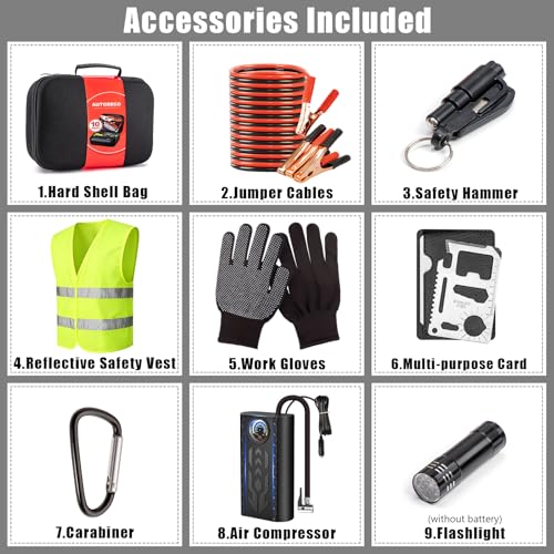 Car Roadside Emergency Kit, Portable Auto Air Compressor - Image 4