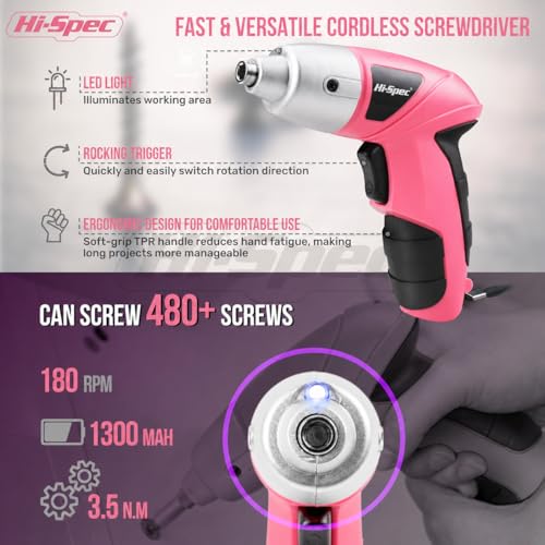 Hi-Spec 3.6V Cordless Electric Screwdriver and Tool Kit | Hand Tools - Image 5