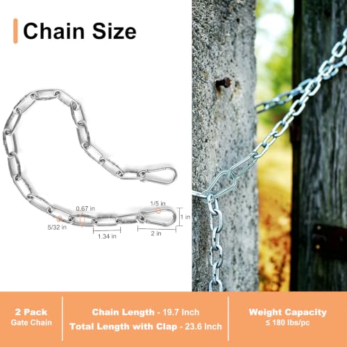 2 Pack Gate Chains Lock, 24 Inch Chain Link Fence Gate Lock - Image 3