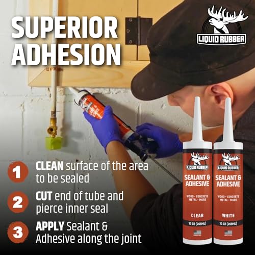 Liquid Rubber Waterproof Sealant & Adhesive Caulk, White - Image 5