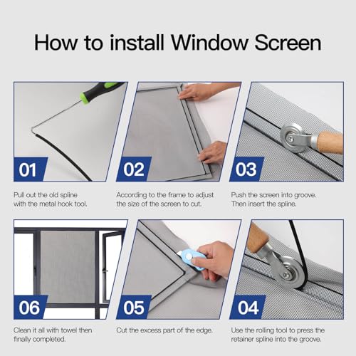 Window Screen Door Repair Kit Include Window Screens Mesh - Image 4