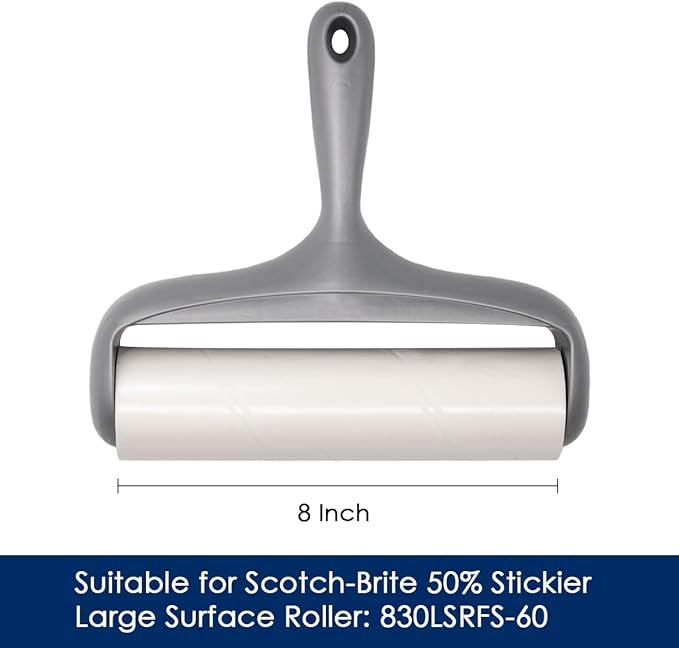 Large Surface Roller Refill for Scotch-Brite 50% Stickier Lint Roller, Works Great On Pet Hair (60 Sheets per Roll, 6 Pack)