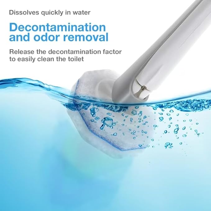 30 Pack Disposable Toilet Brush Refills, Replacement Heads for Disposable Toilet Cleaning System, Hygienic Toilet Bowl Cleaner Refills with Soft Bristles, Compatible with Most Toilet Brush Handles