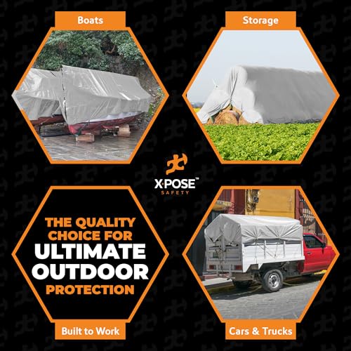 Xpose Safety Super Heavy-Duty 6' x 8' Silver/Brown Poly Tarp - Image 3