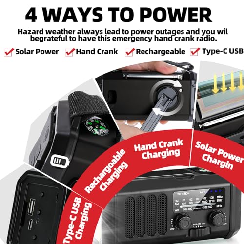 Emergency Weather Radio with NOAA Alert, Portable Solar - Image 6