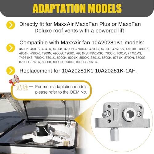 10A20281K1 RV Roof Fan Vent Cover Lid Lift Gear Operator - Image 5