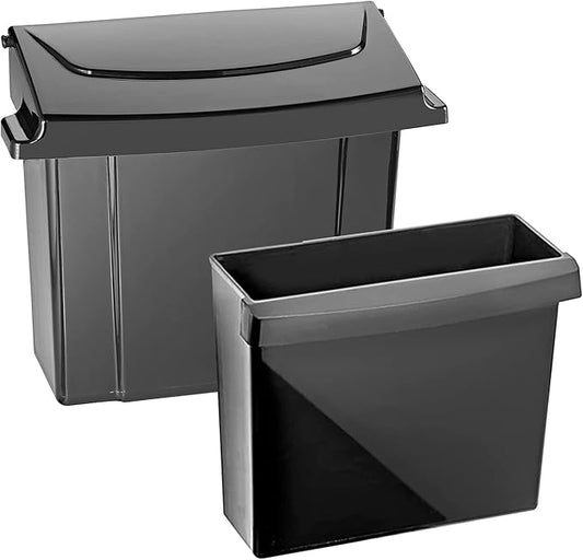 Alpine Sanitary Napkin Receptacle - Feminine Hygiene Disposal Container, Wall Mounted Trash Can with Odor Control Seal & Installation Hardware (Black)
