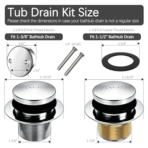 Chrome Bathtub Drain Tip-Toe Tub Trim Set with Two-Hole - Image 3