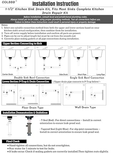 Universal 1-1/2 In Kitchen Sink Drain Kit, P-Trap And S-Trap Set - Image 8