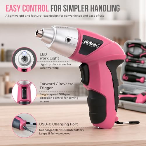 Hi-Spec 4V Electric Ladies Screwdriver Tool Kit Compact | Hand Tools - Image 4