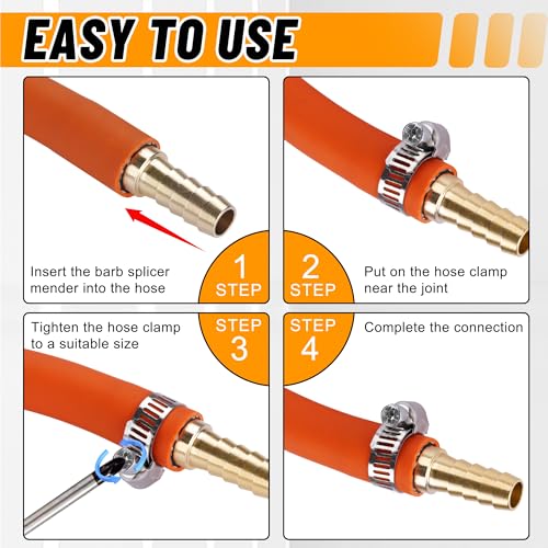26PCS Brass Hose Barb Fittings Splicer Mender Kit with Pipe Clamp - Image 6