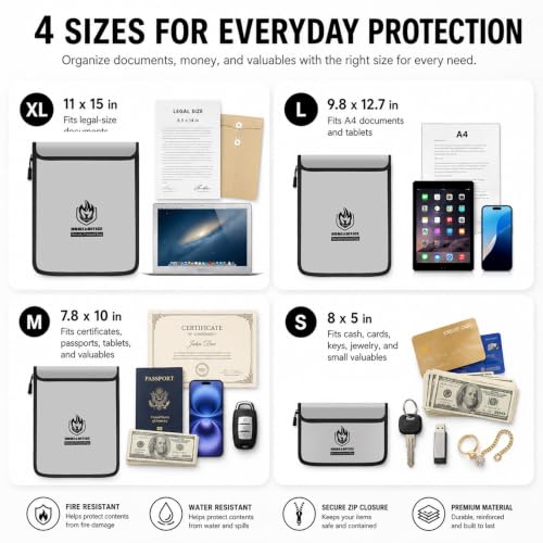 Andyer 4 Pack Fireproof Document Bags (5200℉), Waterproof - Image 3