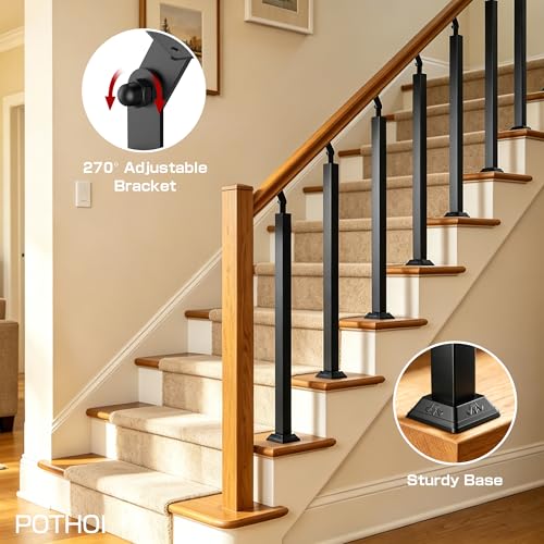 Black Metal Stair Railing Post, Side/Front Mount Baluster - Image 5