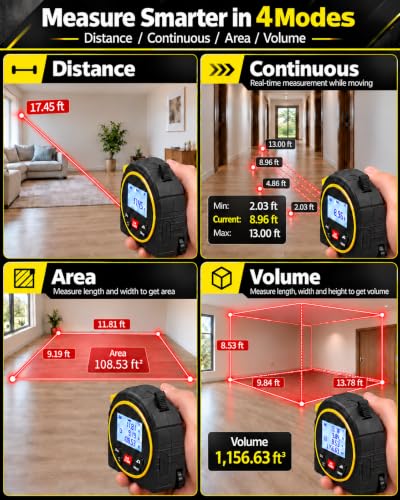 TEPU 3-in-1 Laser Tape Measure, 197FT Range - Image 4