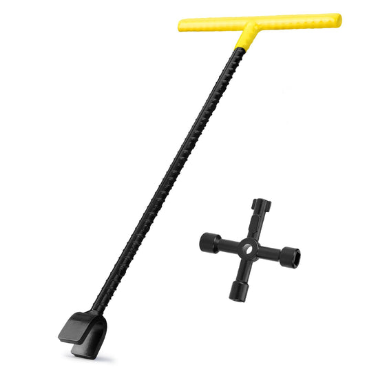 Water Meter Key 16 Inch with 4-Way Utility Key, T-handle - Image 1