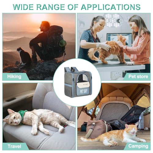 Cat Pet Backpack Carrier Gray 13x11x15 Large Space Pet Bag - Image 8