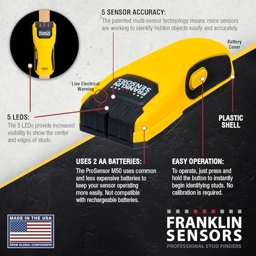 Franklin Sensors ProSensor M50 5-Sensor Stud Finder, Live Wire - Image 7