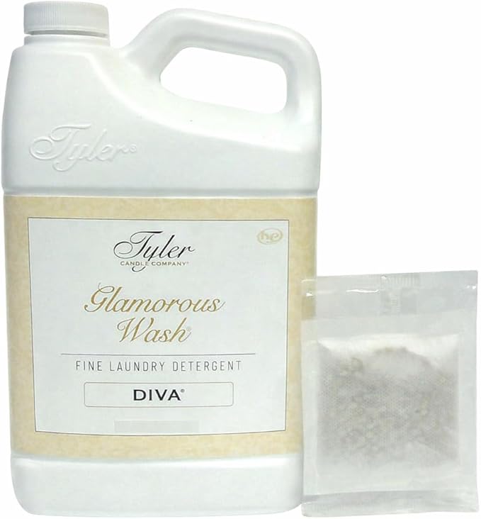 Tyler Candle il Company, Diva Gallon Wash Laundry Detergent, 128 Fl oz (Pack of 1) /w Dryer Sachet Single Pouch xl
